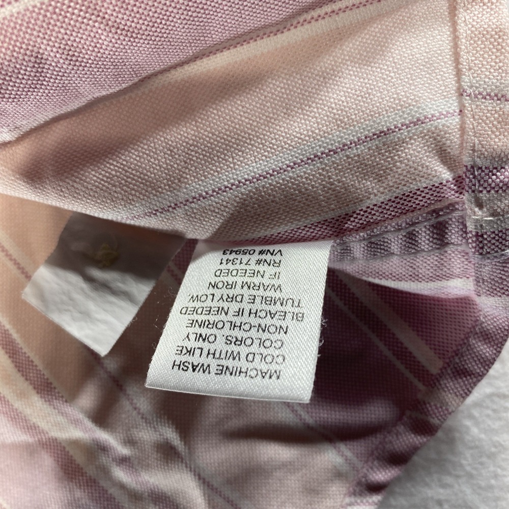 LL Bean Mens Long Sleeve Shirt Size L Regular Pink Striped Casual Cotton - Picture 7 of 14
